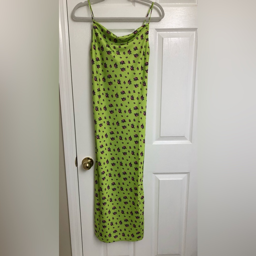 Urban Outfitters Lime Green Dress with Floral Accents